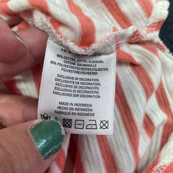 little Yellow Button Anthropologie Orange White Stripe Mabel Top, Medium - Picture 7 of 10
